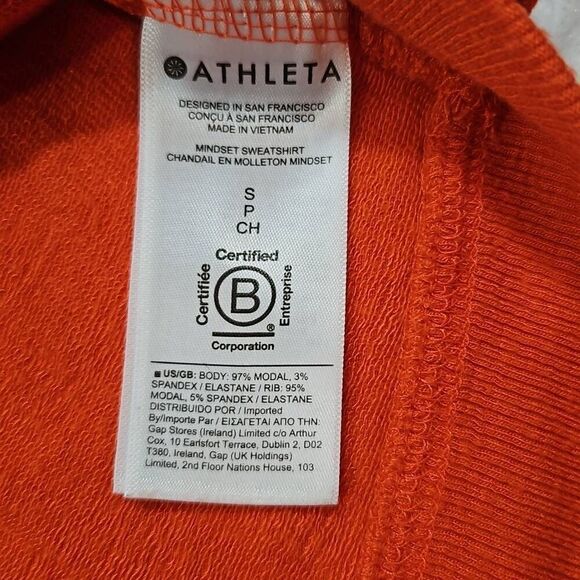 Athleta Small Mindset Sweatshirt Red Orange Womens Workout Athleisure Yoga 47275 - Picture 3 of 5